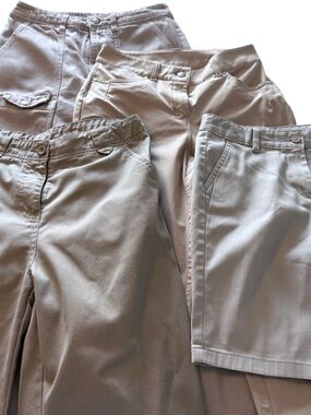 Girls Size 18 / Juniors Small Khaki Pants & Shorts Uniform Bundle (4 Pieces)